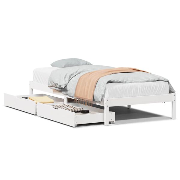 vidaXL Letto senza Materasso Bianco 75x190 in Legno Massello di Pino