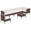 vidaXL Set Divani da Giardino 8 pz con Cuscini in Polyrattan Marrone