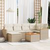 vidaXL Set Divani da Giardino 7 pz con Cuscini Beige in Polyrattan