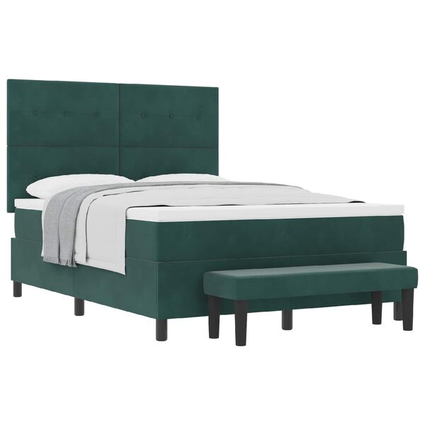 vidaXL Letto a molle con materasso Verde scuro 140 x 190 cm Velluto