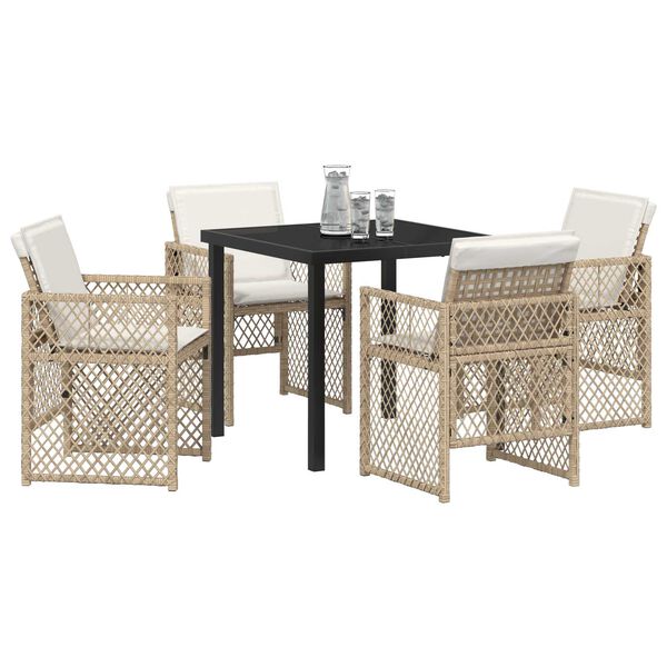 vidaXL Set da Pranzo per Giardino 5 pcs Beige polyrattan