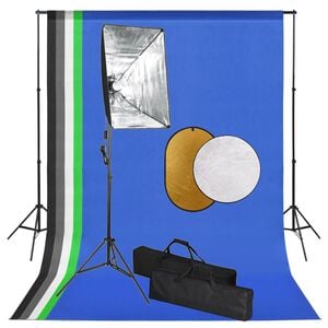 vidaXL Kit Studio Fotografico con Luci Softbox Fondale e Riflettore