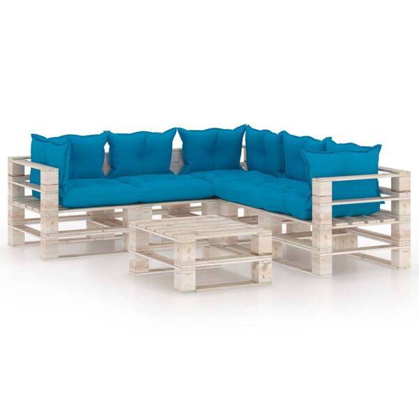 vidaXL Set Divani da Giardino Pallet 6 pz con Cuscini in Legno di Pino