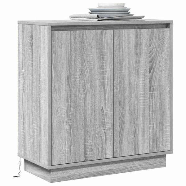 vidaXL Madia LED Grigio Sonoma 71 x 34,5 x 75 cm Legno multistrato