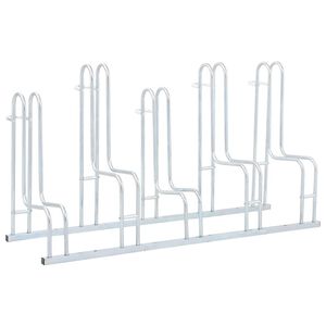 vidaXL Supporto per 5 Bici da Pavimento Autoportante Acciaio Zincato