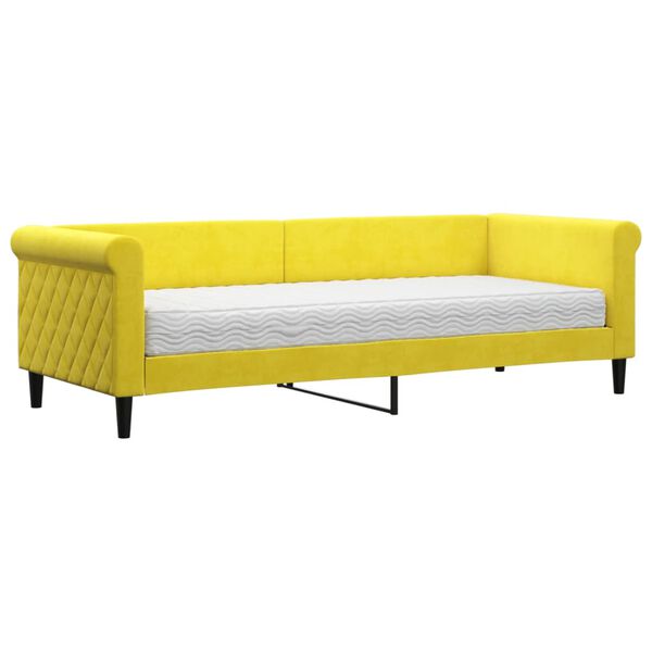 vidaXL Divano Letto con Materasso Giallo 80x200 cm in Velluto