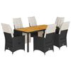 vidaXL Set da Pranzo da Giardino 7 pz Nero con Cuscini in Polyrattan