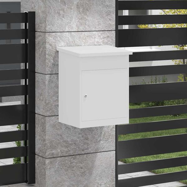 vidaXL Cassetta per pacchi con porta Bianco 47.5 x 38 x 59 cm Acciaio