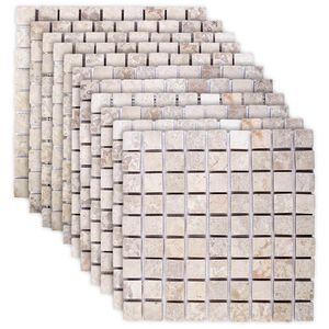 vidaXL Piastrelle Mosaico Crema 30 x 30 cm Marmo