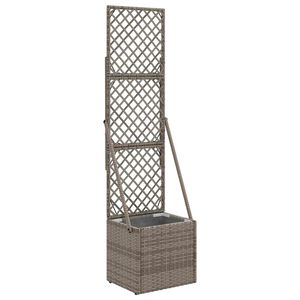 vidaXL Vaso da Giardino con Trellis Grigio 35 x 30 x 135 cm polyrattan