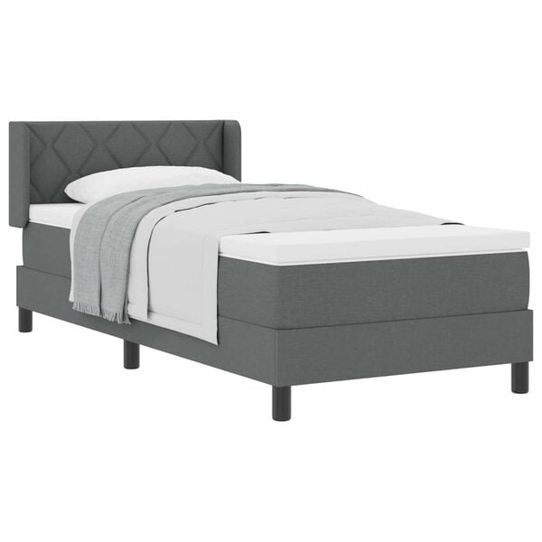 vidaXL Letto box spring con materasso Grigio scuro 90 x 200 cm