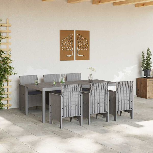 vidaXL Set da Pranzo per Giardino 7 pcs Grigio chiaro Rattan Polt