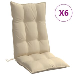 vidaXL Cuscini per Sedia con Schienale Alto 6 pz Beige Tessuto Oxford