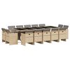 vidaXL Set Pranzo da Giardino 15 pz con Cuscini Beige Misto Polyrattan