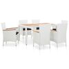 vidaXL Set da Pranzo da Giardino 7 pz in Polyrattan Bianco