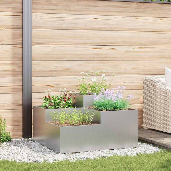 vidaXL Vaso da giardino Argento 100 x 100 x 48 cm Acciaio zincato