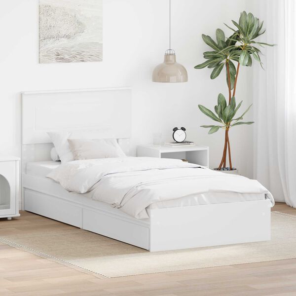 vidaXL Letto con Contenitore Bianco 90 x 200 cm Legno multistrato
