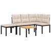 vidaXL Set Panche Giardino Cuscini 4pz Nero Acciaio Verniciato Polvere
