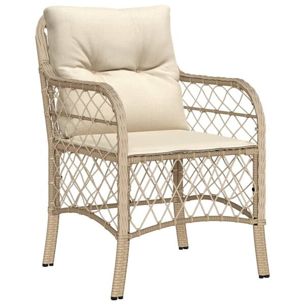 vidaXL Set da Pranzo da Giardino 5 pz con Cuscini Beige in Polyrattan
