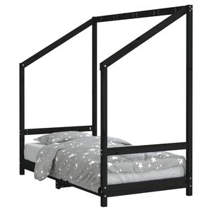 vidaXL Giroletto per Bambini Nero 80x160 cm in Legno Massello di Pino