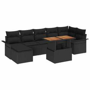vidaXL Set Divano da Giardino 8 pz Nero polyrattan