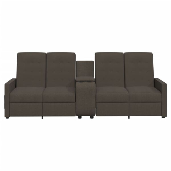 vidaXL Divano Reclinabile 4 Posti e Portabicchieri Marrone in Tessuto