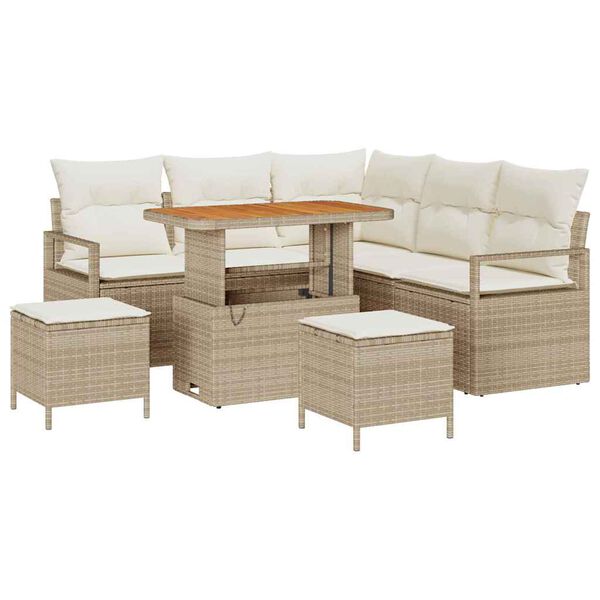 vidaXL Set Divano da Giardino con cuscino 8 pcs Beige polyrattan
