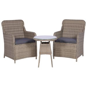 vidaXL Set da Bistro 3 pz con Cuscini in Polyrattan Marrone