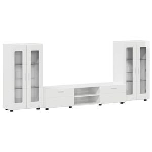 vidaXL Set mobile TV FLORIN 3 pz Bianco Lucido Legno ingegnerizzato