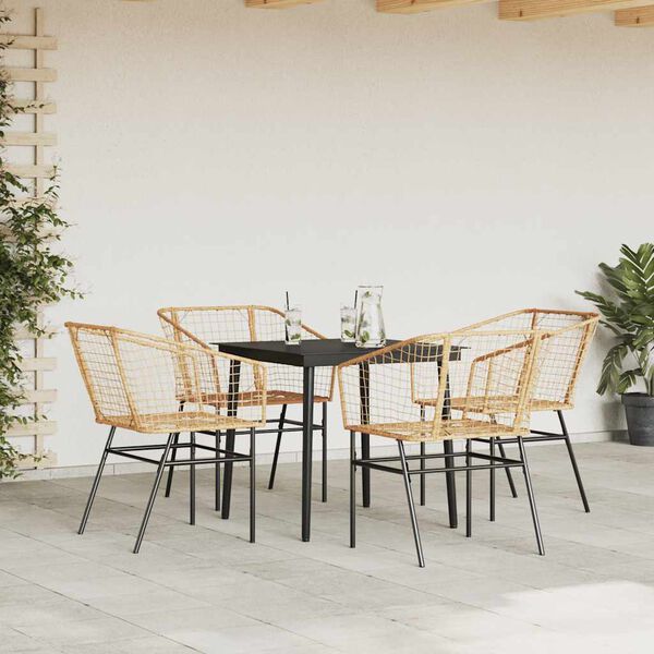 vidaXL Set da Pranzo da Giardino 5pz Polyrattan Vetro