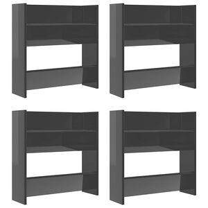 vidaXL Scarpiere a Muro 4pz Grigio Lucido 60x18x60cm Legno Multistrato