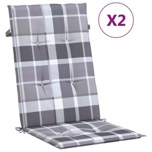 vidaXL Cuscini per Sedie 2 pz Grigi a Quadri 120x50x3 cm in Tessuto