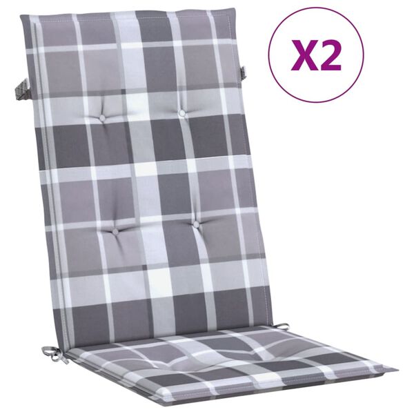 vidaXL Cuscini per Sedie 2 pz Grigi a Quadri 120x50x3 cm in Tessuto