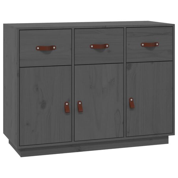 vidaXL Credenza Grigia 100x40x75 cm in Legno Massello di Pino