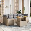 vidaXL Set Divani da Giardino 7 pz con Cuscini Beige in Polyrattan
