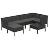 vidaXL Set Divani da Giardino 7 pz con Cuscini in Polyrattan Nero