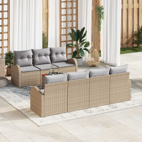 vidaXL Set Divano da Giardino 8 pcs beige e grigio chiaro