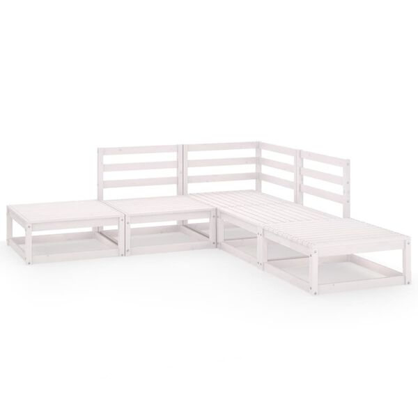 vidaXL Set Divani da Giardino 5 pz Bianco in Legno Massello di Pino