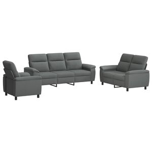 vidaXL Set di divani 3 pcs Grigio Scuro Tessuto