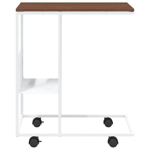 vidaXL Tavolino con Ruote Bianco 55x36x63,5cm in Legno Multistrato