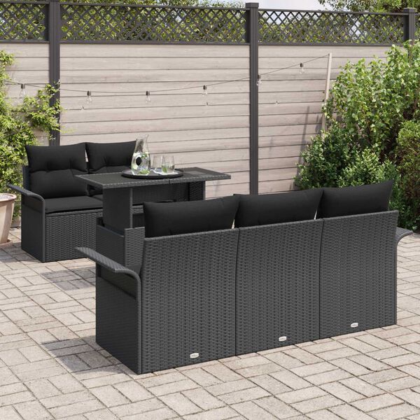vidaXL Set Divano da Giardino 6 pcs Nero Rattan in Polipropilene