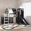 vidaXL Letto a Castello con Scivolo e Tende Bianco e Nero 80x200 cm