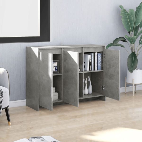 vidaXL Credenza Grigio Cemento 102x33x75 cm in Truciolato