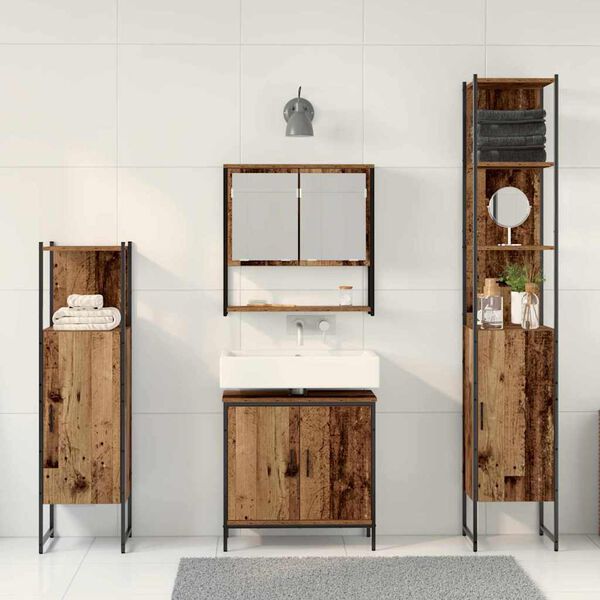 vidaXL Set di mobili per il bagno 4 pcs Marrone 33 x 33 x 185.5 cm