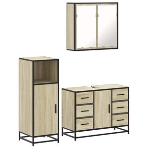 vidaXL Set Mobili da Bagno 3 pz Rovere Sonoma in Legno Multistrato