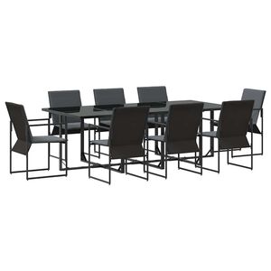vidaXL Set da Pranzo per Giardino 9 pcs Nero Acciaio