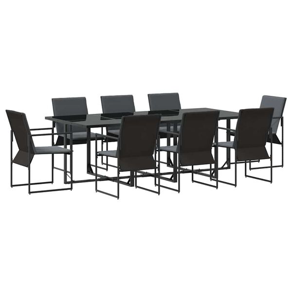 vidaXL Set da Pranzo per Giardino 9 pcs Nero Acciaio