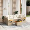 vidaXL Set Divani da Giardino 7 pz con Cuscini Beige in Polyrattan