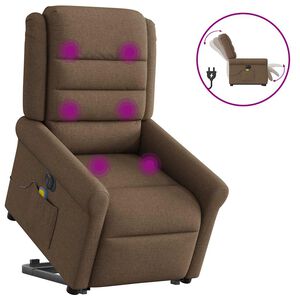 vidaXL Poltrona Alzapersona Massaggiante Elettrica Marrone Tessuto