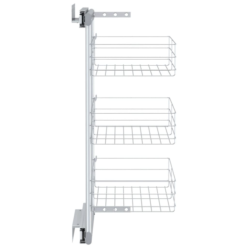 Cestello Estraibile 3 Livelli In Metallo Argentato Per Cucina - Festnight, 17x51x60 Cm
